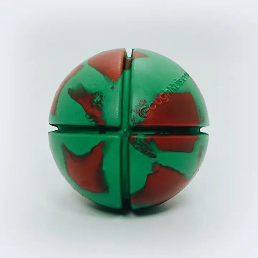 GOUGHNUTS Tough Dog Toys - Interactive Black 50 - Toughest Ball Dog toys GOUGHNUTS Interactive Green Ball - Durabity Score 65