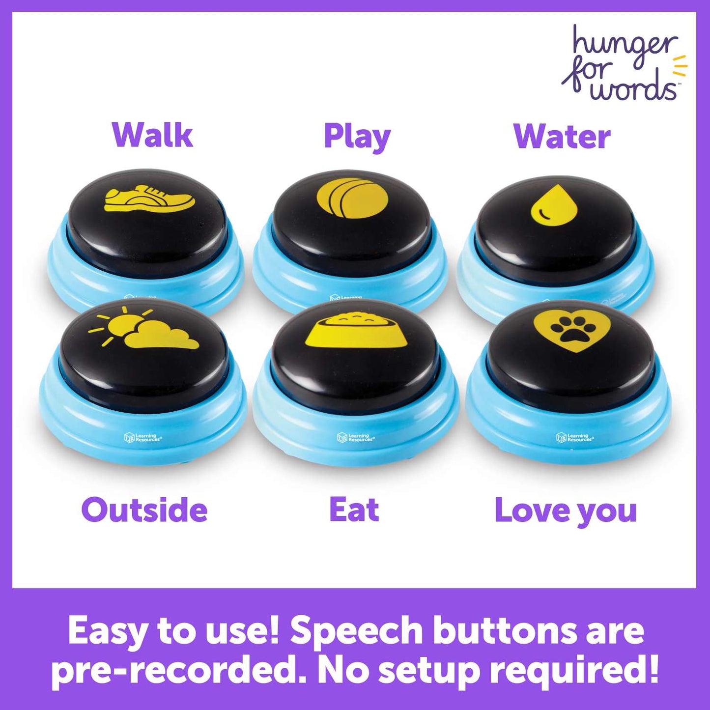 Hunger For Words Talking Pet Essential Words Set interactive dog tog training buttons Hunger for words