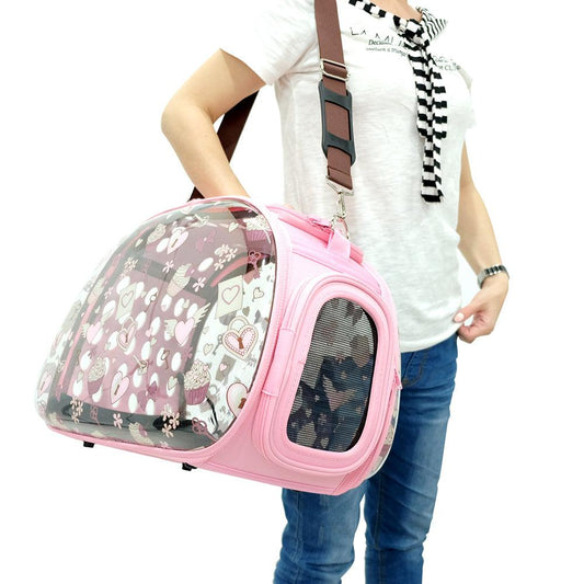 Ibiyaya Transparent Pet Carrier - Pink Valentine Pet Carrier Ibiyaya