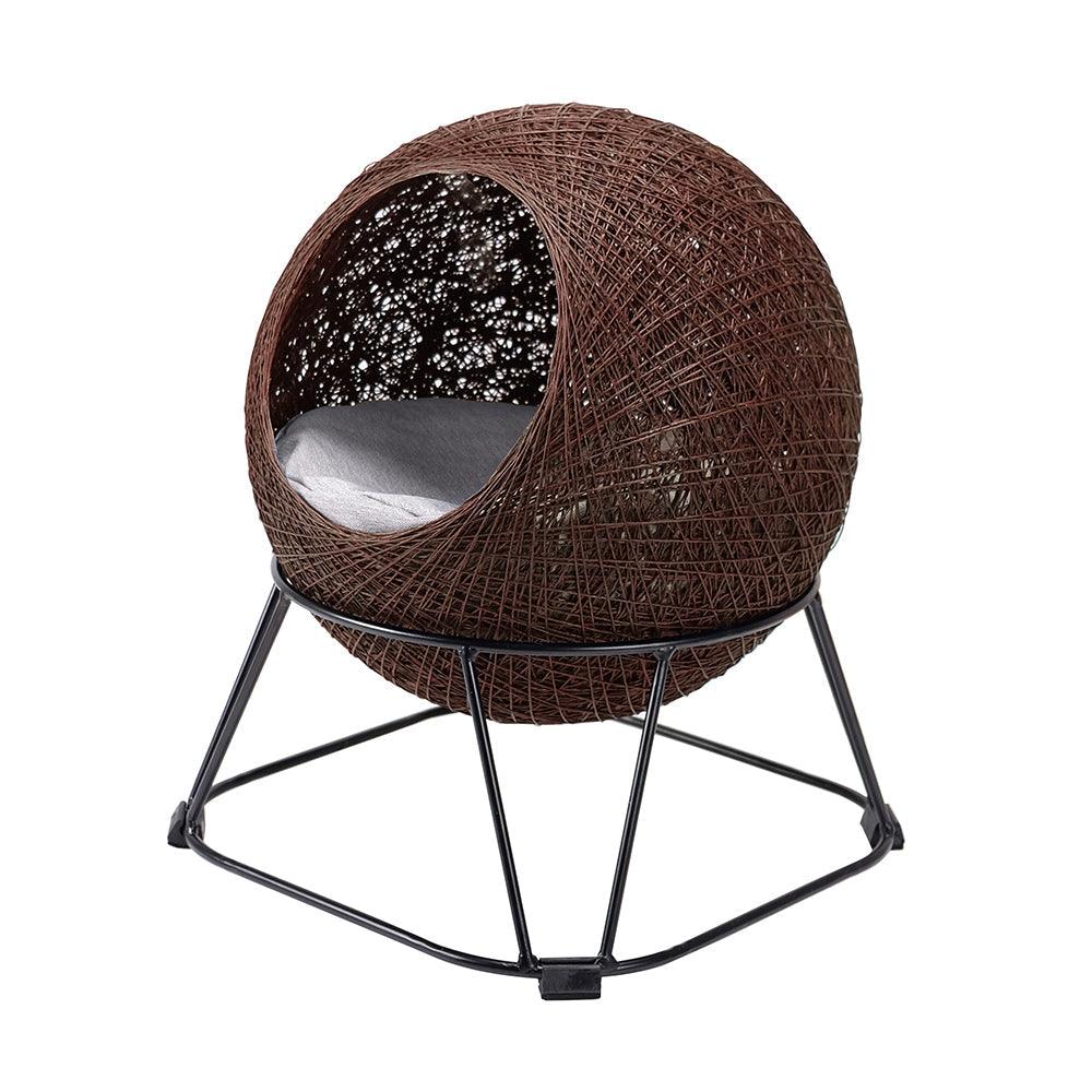 Ibiyaya Zentangle New & Improved Pet Cave Cat Bed with Cushion - Brown Cat bed Ibiyaya