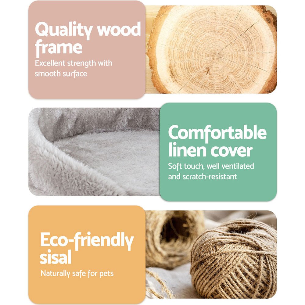 i.Pet Cat Tree 135cm Tower Scratching Post Scratcher Wood Condo House Toys Grey Pet Care > Cat Supplies > Cat Scratching Posts Ipet