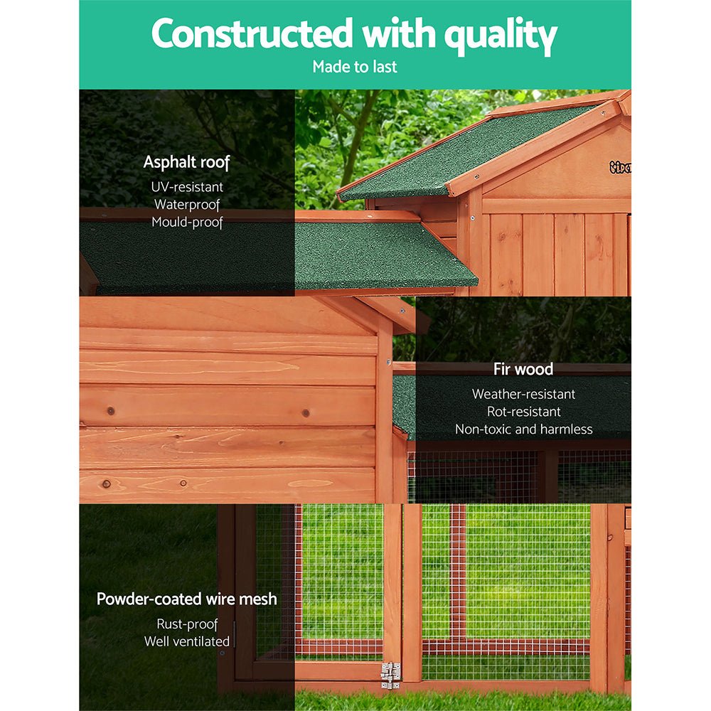 i.Pet Chicken Coop Rabbit Hutch 220cm x 44cm x 84cm Large Run Wooden Outdoor Bunny Cage House Pet Care > Coops & Hutches > Small Animal Habitats & Cages Woofy and Whiskers