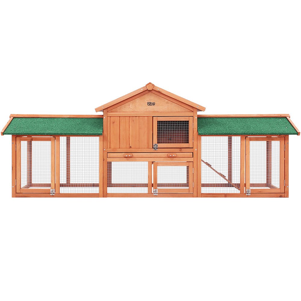 i.Pet Chicken Coop Rabbit Hutch 220cm x 44cm x 84cm Large Run Wooden Outdoor Bunny Cage House Pet Care > Coops & Hutches > Small Animal Habitats & Cages Woofy and Whiskers