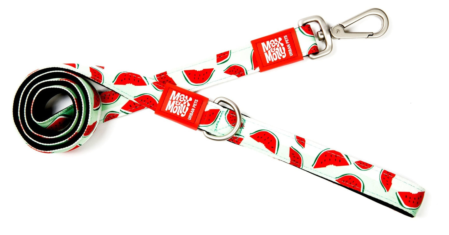 Max and Molly Dog Lead - Large Size - Various Designs - Woofy and Whiskers-Polyester-Quick drying neoprene- Heavy Duty Lobster claw metal clip- Pet Care > Dog Supplies Max & Molly Urban Pets Watermelon Large