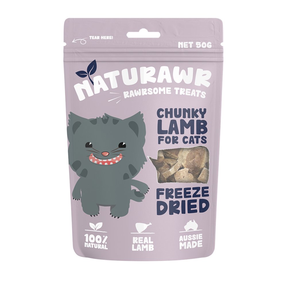 Naturawr Chunky Lamb for Cats 50g freeze dried cat treats Naturawr Lamb