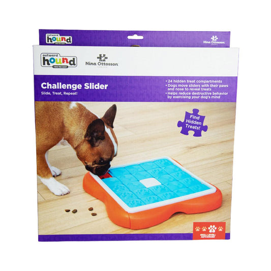 Nina Ottosson Challenge Slider Treat Dispensing Interactive Dog Game Level 2 Dog toys outward hound