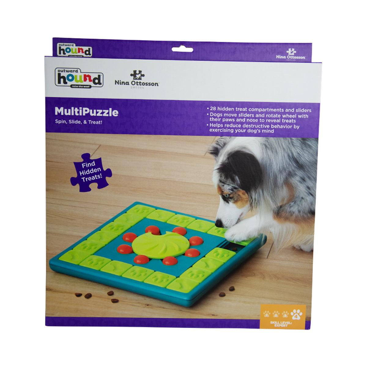 Nina Ottoson by Outward Hound dog hide and slide tan interactive treat puzzle dog toy Interactive dog puzzle Outward Hound Multi Puzzle