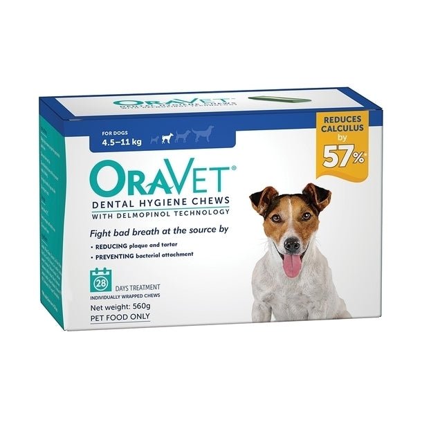 Oravet Plaque & Tartar Control Chews for Extra Small Dogs up to 4.5kg - 28-pack Pet oral care supplies Oravet Dogs 4.5 KG to 11 KGS - 28 PACK
