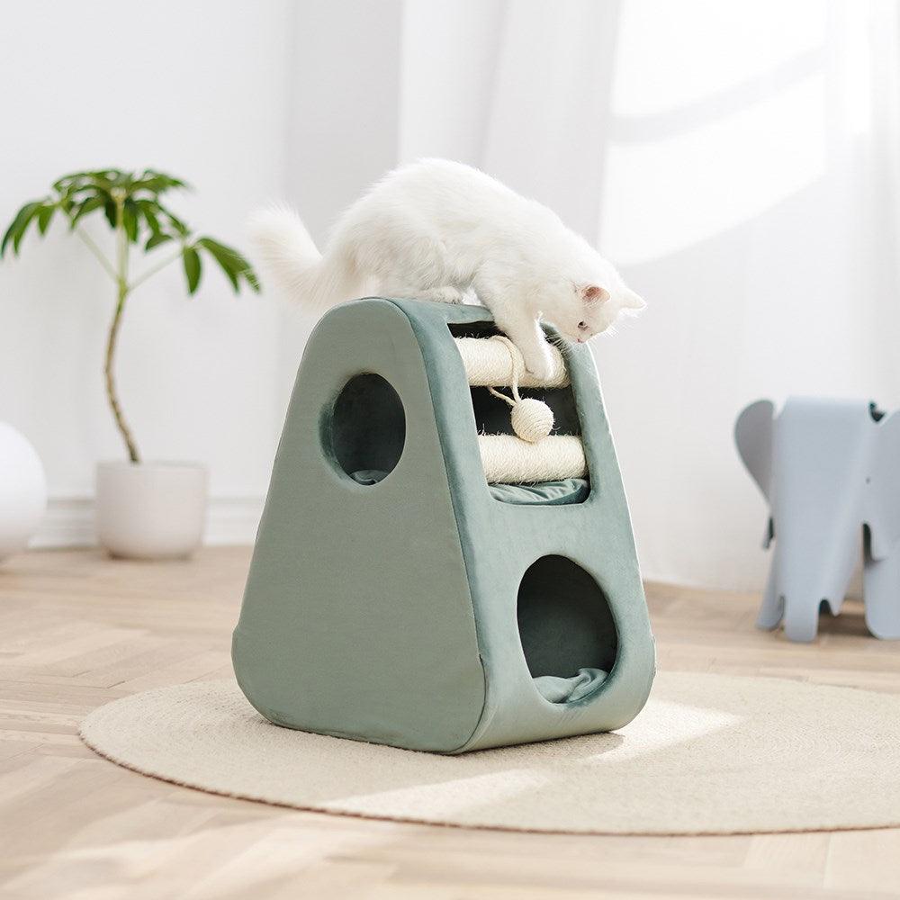 Petsbelle Dune Solid Wood Cat Tree Cat Toys and Scratchers Petsbelle