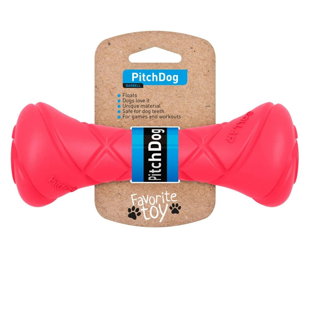 PitchDog – Barbell Dog toys Collar company hot pink
