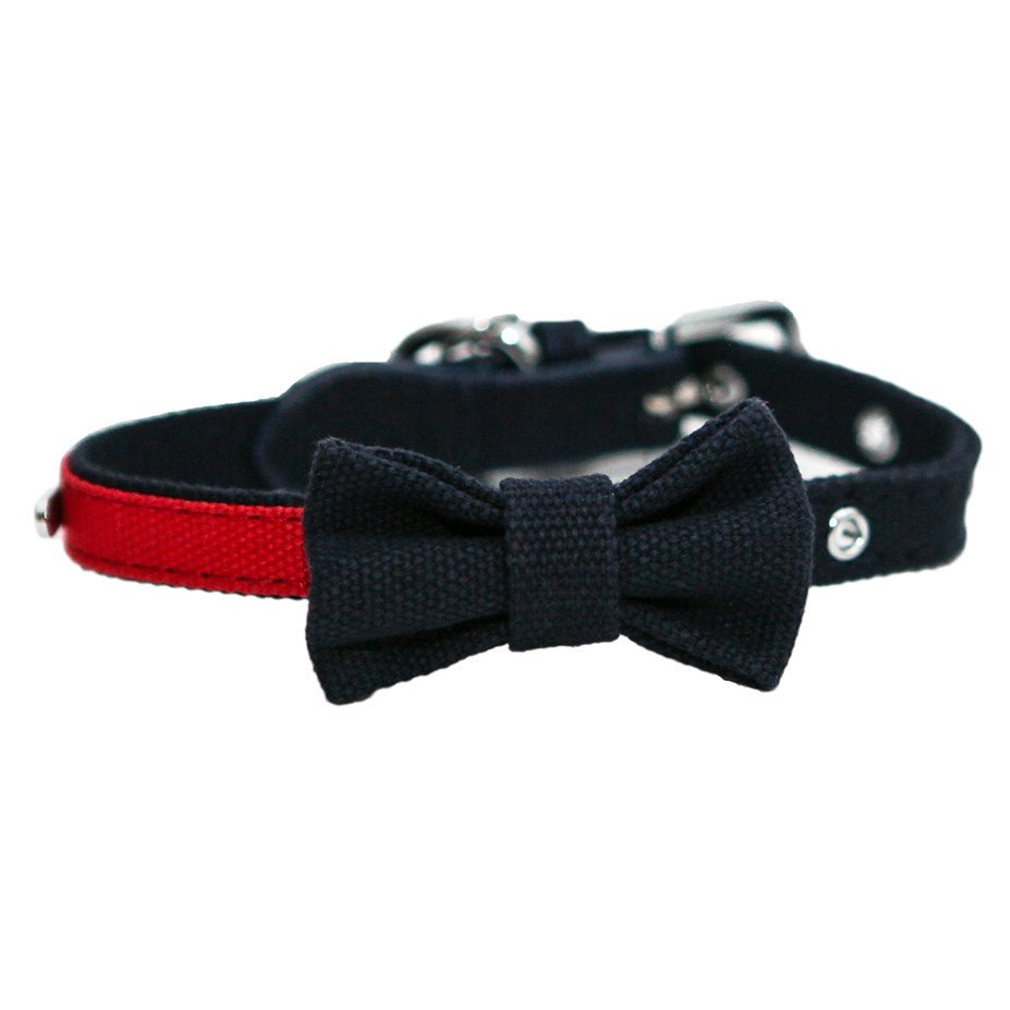 Rosewood NAVY & RED BOW COLLAR Pet Collar & Harnesses Rosewood Small Collar
