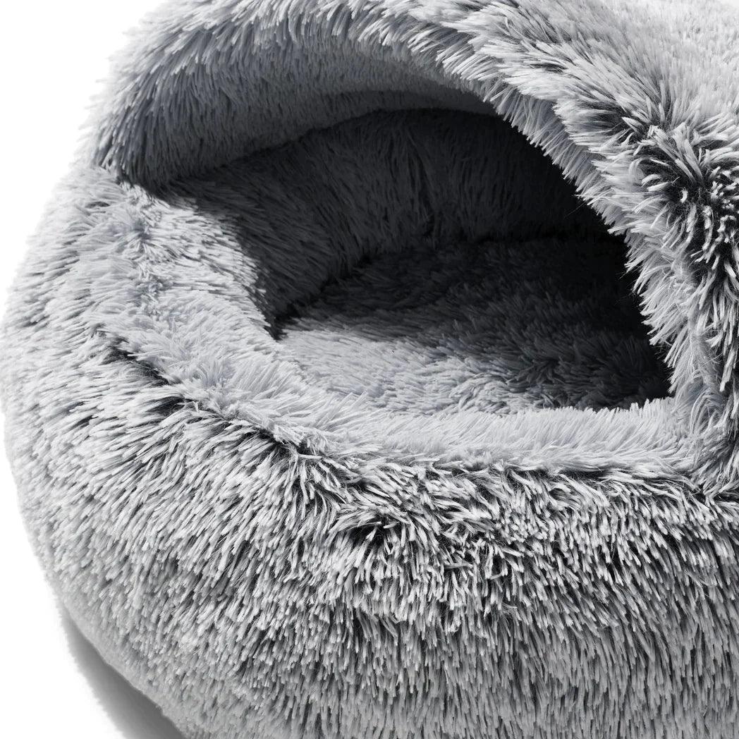 Snooza – Calming Hoodie Cuddler – Silver Fox pet bed Snooza