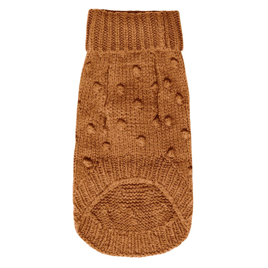 Merino 100% Woolen Dog Jumper Bobble Knit Dog Sweater - Caramel Merino Blend 100% woolen dog Jumper Sebastian Says