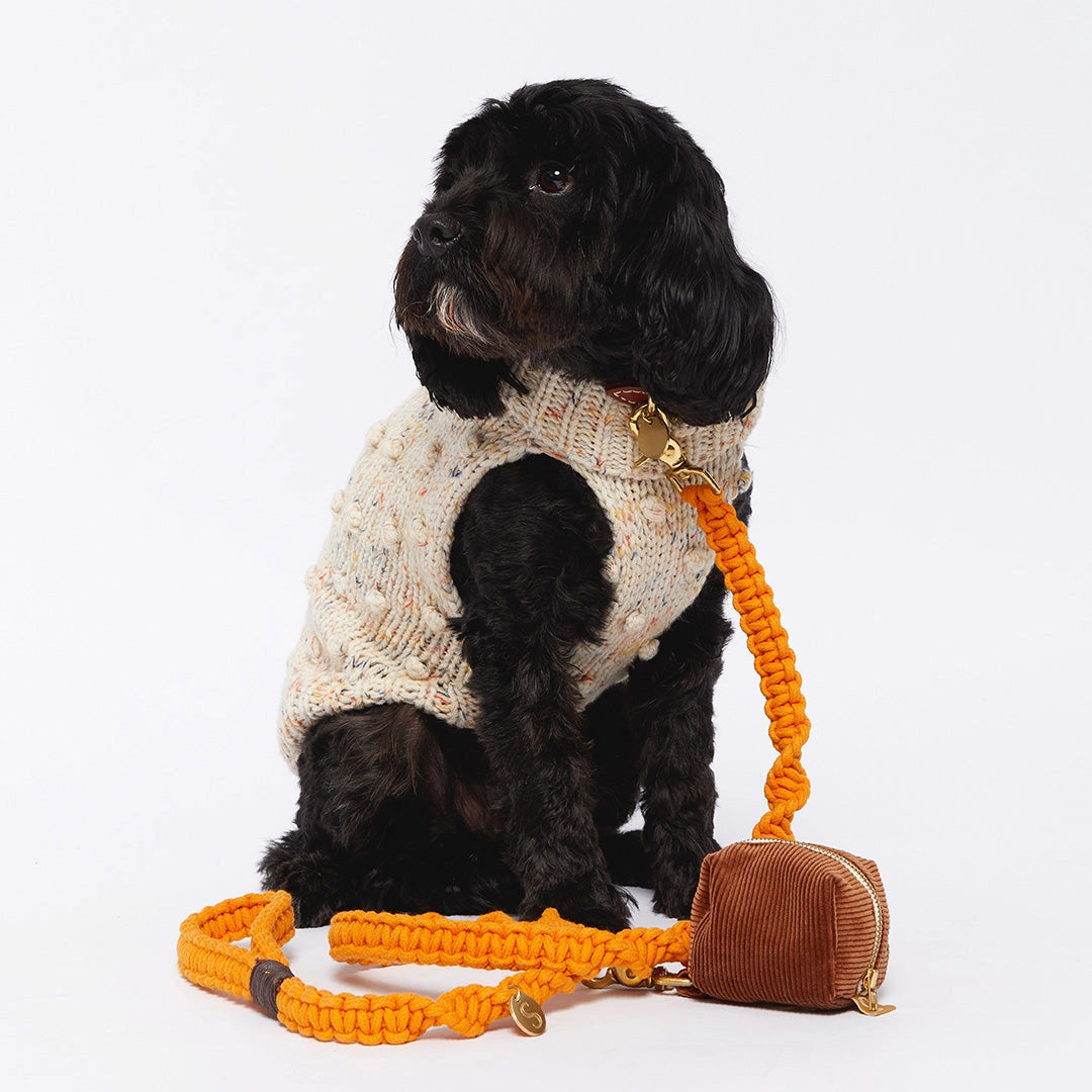Merino 100% Woolen Dog Jumper Bobble Knit Dog Sweater - Caramel Merino Blend 100% woolen dog Jumper Sebastian Says