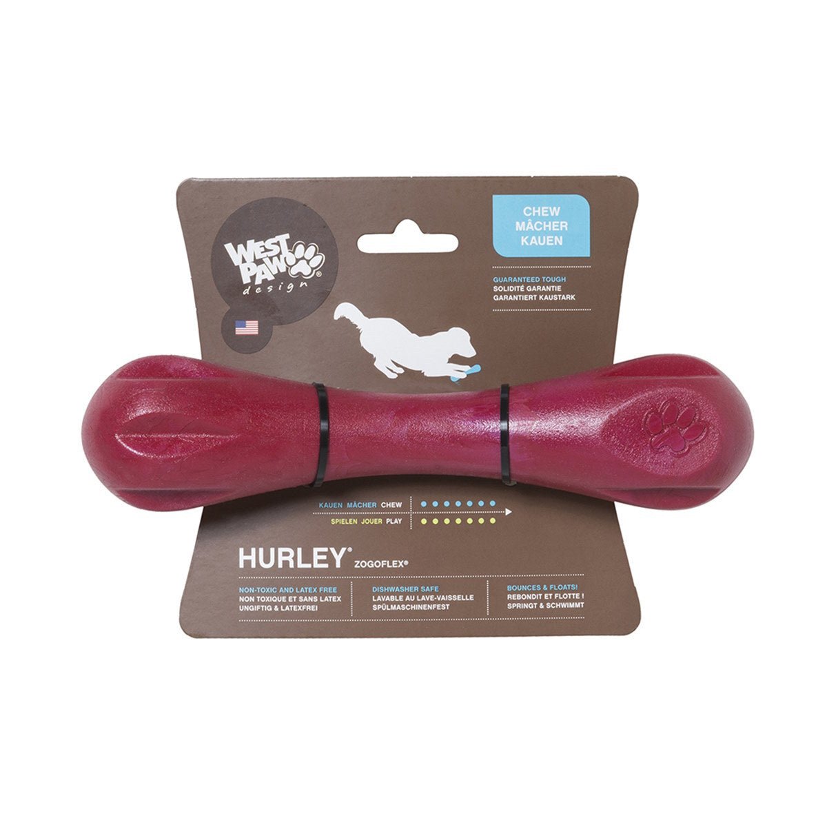 West Paw Hurley Fetch Toy for Tough Dogs - Ruby Red Dog toys West Paw Design Large Ruby Red