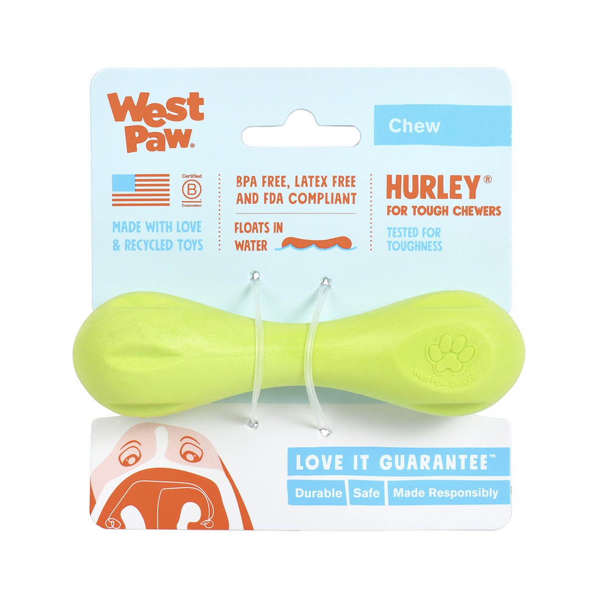 West Paw Hurley Fetch Toy for Tough Dogs - Ruby Red Dog toys West Paw Design Large Green