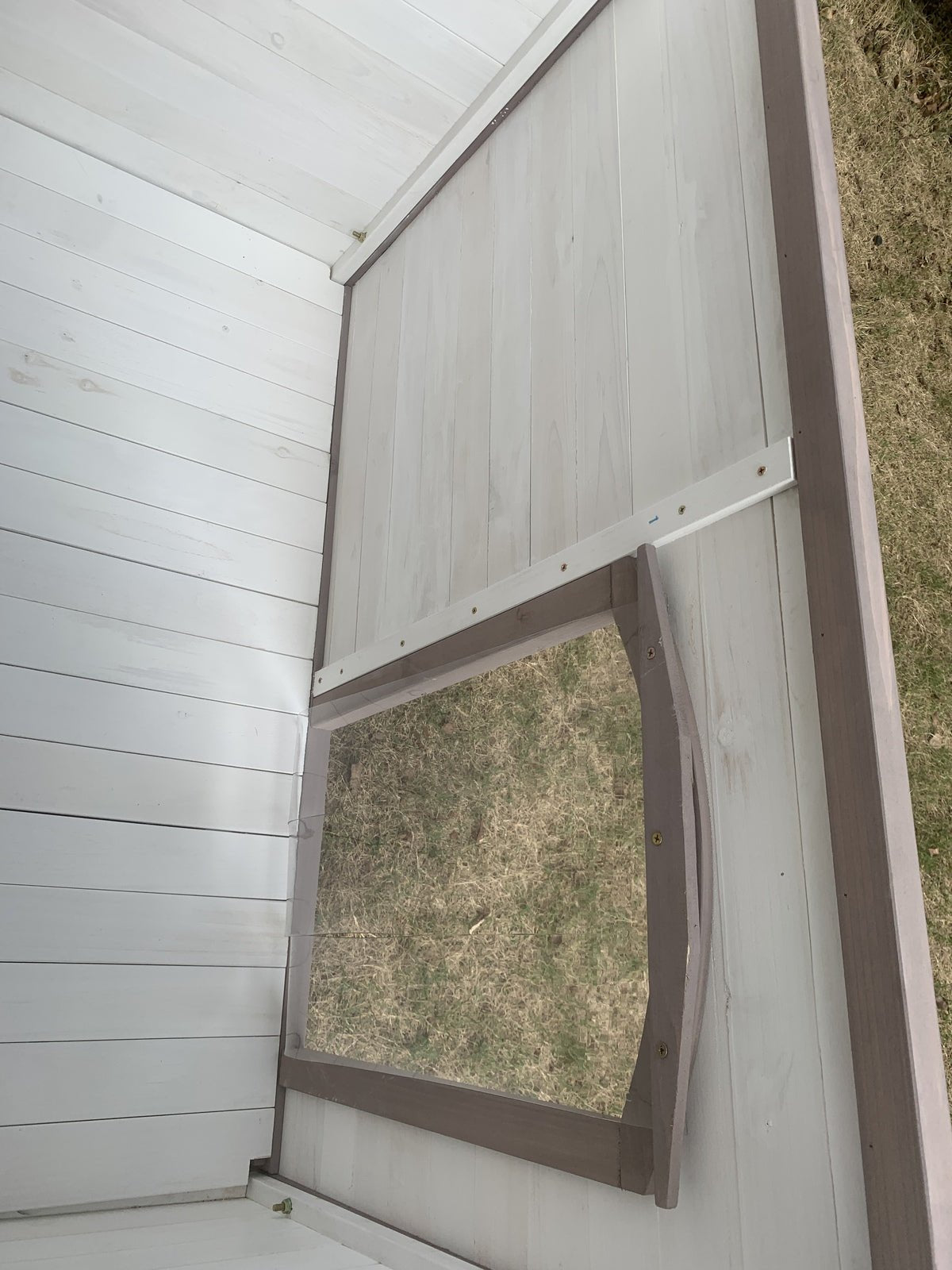 YES4PETS L Timber Pet Dog Kennel House Puppy Wooden Timber Cabin With Stripe White Pet Care > Dog Supplies > Dog Kennels Woofy and Whiskers