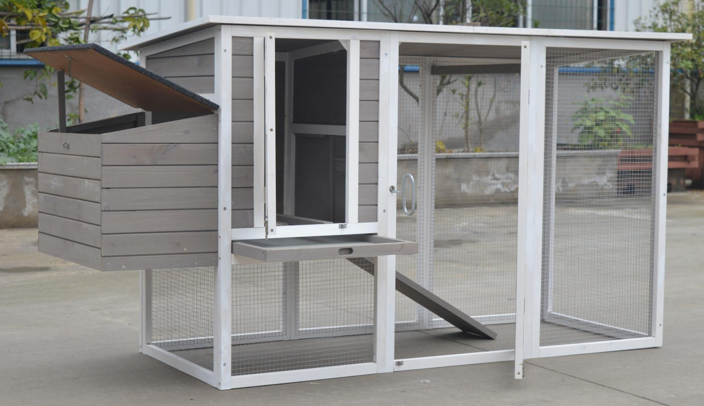 YES4PETS Large Chicken Coop Rabbit Hutch Cat Ferret Cage Hen Chook House Grey Pet Care > Coops & Hutches YES4PETS
