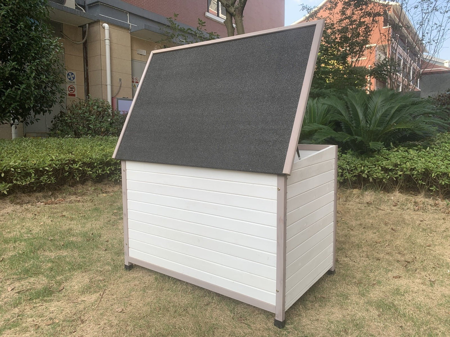 YES4PETS XL Timber Pet Dog Kennel House Puppy Wooden Timber Cabin With Stripe White Pet Care > Dog Supplies > Dog Kennels Woofy and Whiskers
