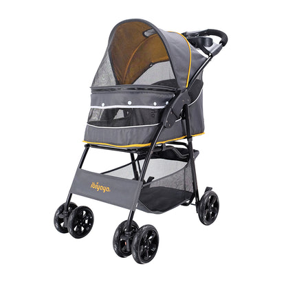 Ibiyaya Cloud 9 Pet Stroller for Cats & Dogs up to 20kg - Mustard Yellow Woofy and Whiskers Mint Green