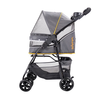 Ibiyaya Cloud 9 Pet Stroller for Cats & Dogs up to 20kg - Mustard Yellow Woofy and Whiskers