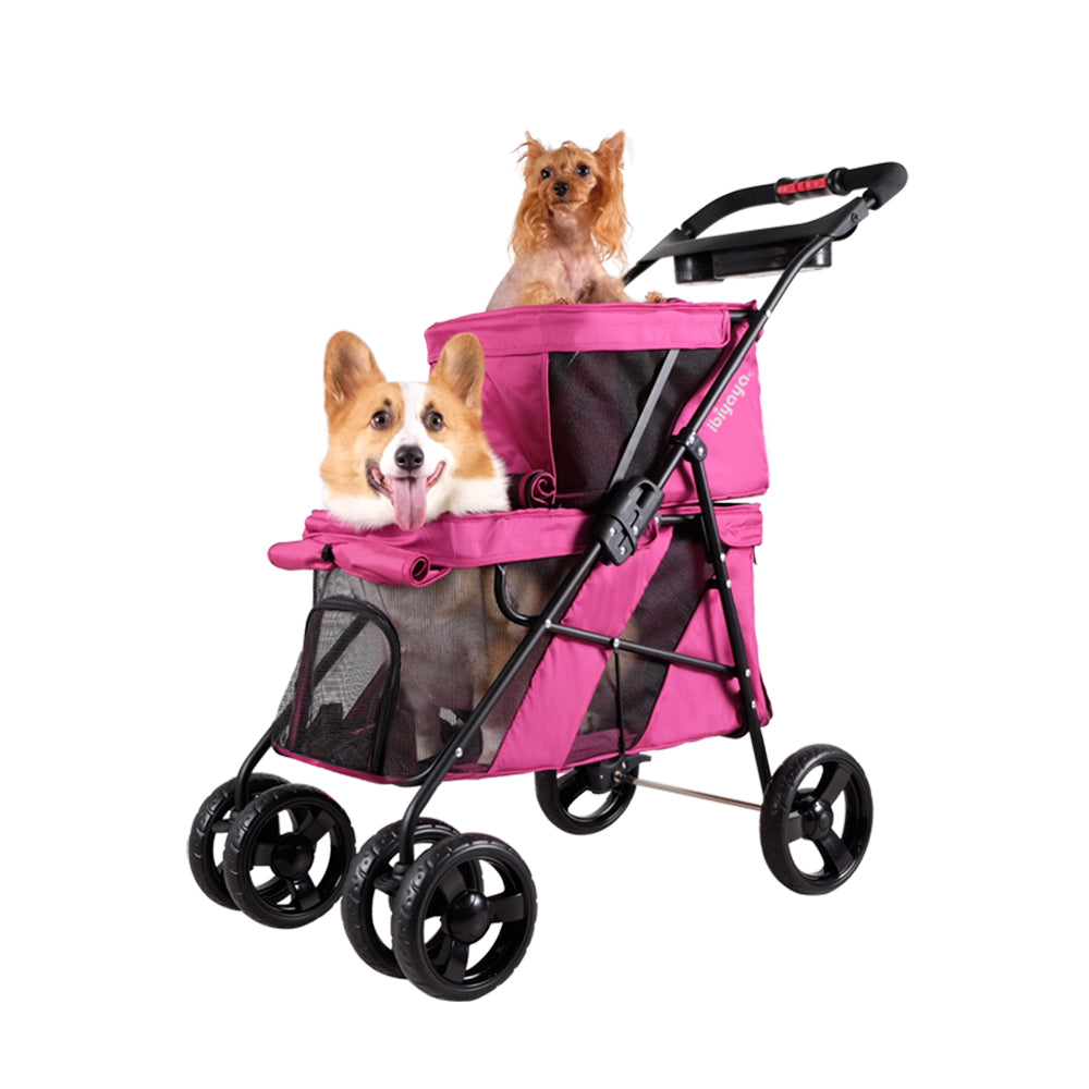 Ibiyaya Double Decker Pet Stroller for Multiple Pets - Silver Gray