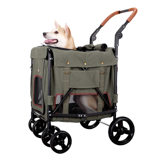 Ibiyaya Gentle Giant Dual Entry Pet Wagon for Dogs up to 25kg - Peach pet stroller Ibiyaya dark green