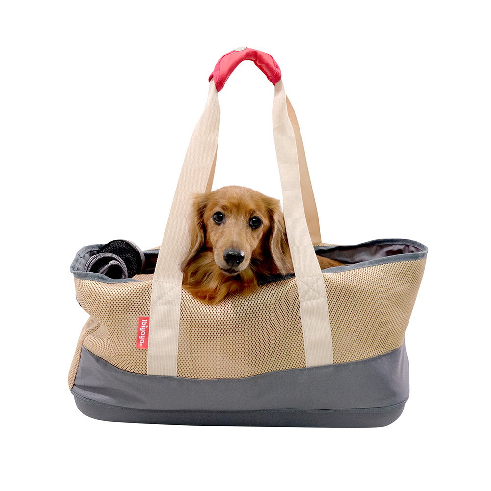 Ibiyaya Light Pet Carrier with Hardshell Base for Dachshunds & Long Pets - Khaki