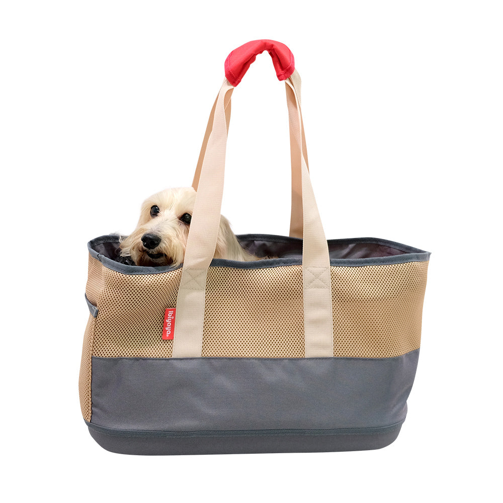 Ibiyaya Light Pet Carrier with Hardshell Base for Dachshunds & Long Pets - Khaki