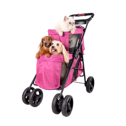 Ibiyaya Double Decker Pet Stroller for Multiple Pets - Silver Gray pet stroller Ibiyaya