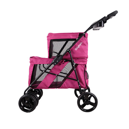 Ibiyaya Double Decker Pet Stroller for Multiple Pets - Silver Gray pet stroller Ibiyaya