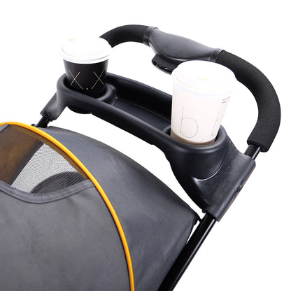 Ibiyaya Cloud 9 Pet Stroller for Cats & Dogs up to 20kg - Mustard Yellow Woofy and Whiskers