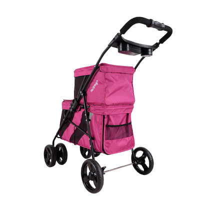 Ibiyaya Double Decker Pet Stroller for Multiple Pets - Silver Gray pet stroller Ibiyaya