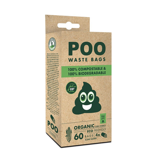 POO 100% Compostable &amp; Biodegradable Waste Bags -60 bags eco friendly biodegradable dog poop bags Mpets
