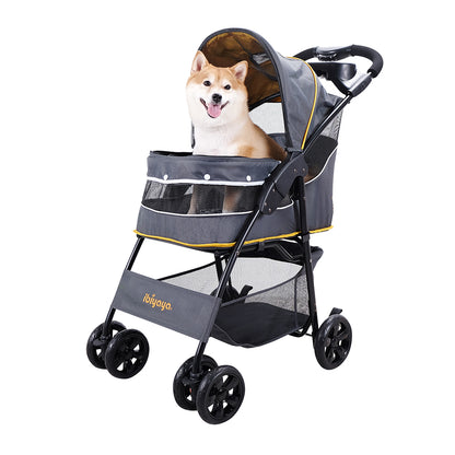 Ibiyaya Cloud 9 Pet Stroller for Cats & Dogs up to 20kg - Mustard Yellow Woofy and Whiskers