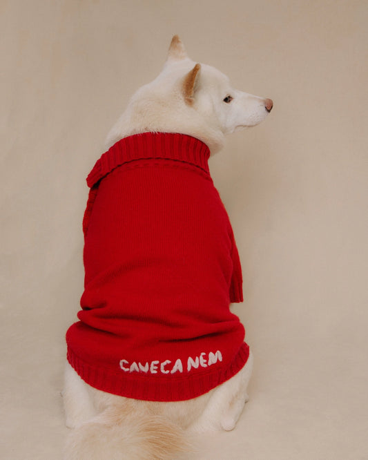 100% woolen dog jumper Merino Wool Dog Sweater with Vintage Dome Buttons Retro Red Merino wool 100% woolen dog jumper Cave Canem