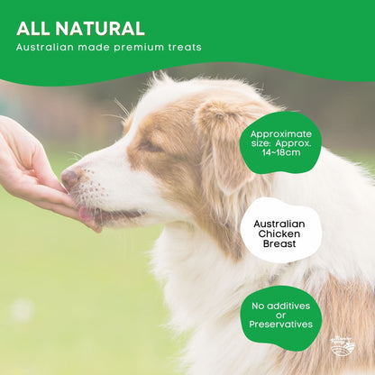 2Kg Dog Treat Chicken Breast Jerky - Dehydrated Australian Healthy Puppy Chew Dog treats Woofy and Whiskers