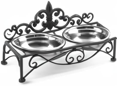 FIDO Dog Bowls and Metal stand - Victorian Style