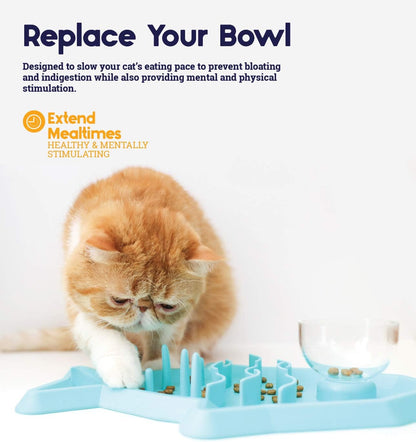 OUTWARD HOUND CAT HUNT N SNACK MAT BLUE slow cat feeder Outward Hound