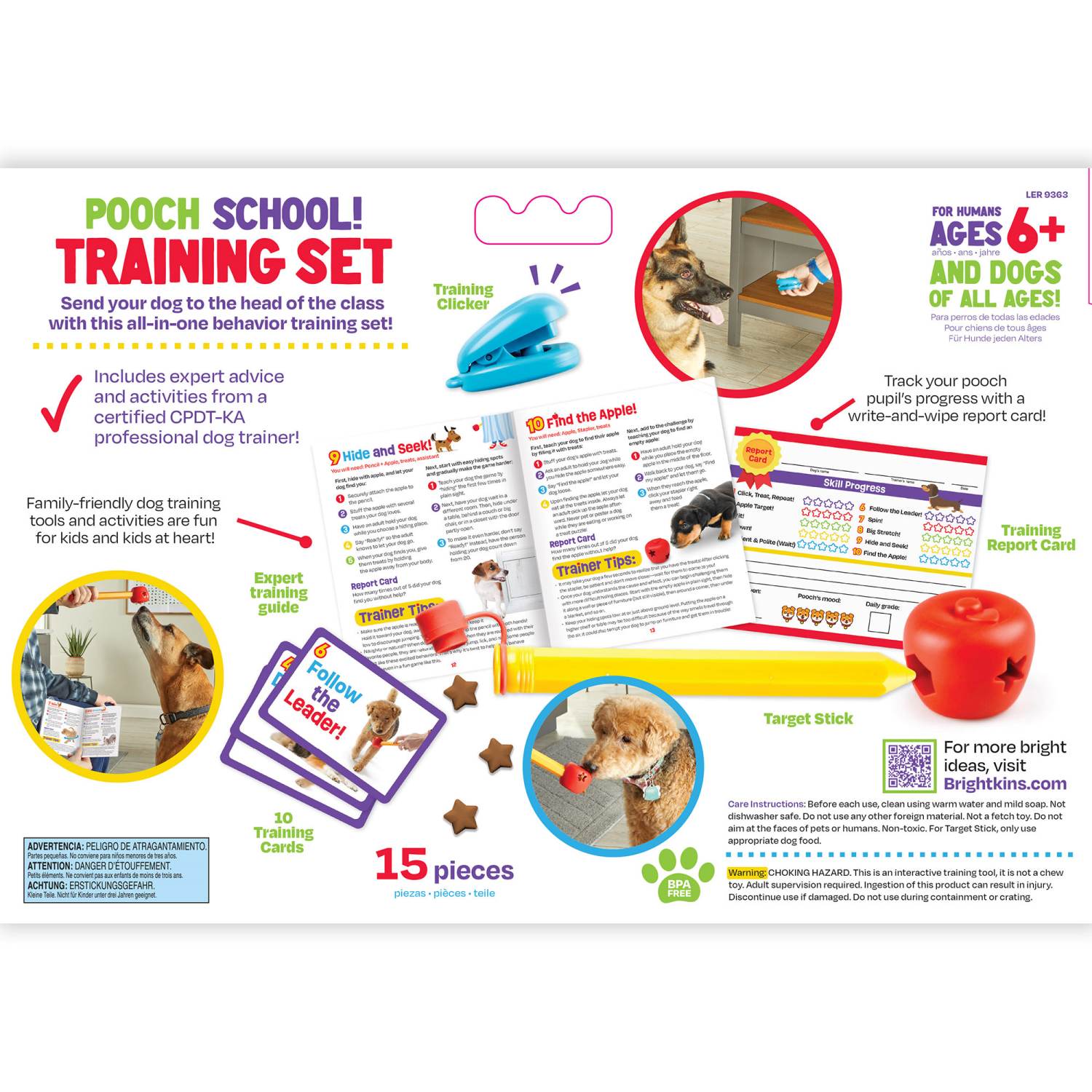 Brightkins Pooch School Traiining set rear picture with product information