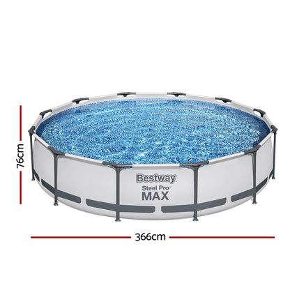 Bestway Swimming Pool 366x76cm Steel Frame Round Above Ground Pools w/ Filter Pump 6473L Home & Garden > Pool & Accessories > Swimming Pools Woofy and Whiskers