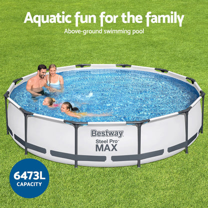 Bestway Swimming Pool 366x76cm Steel Frame Round Above Ground Pools w/ Filter Pump 6473L Home & Garden > Pool & Accessories > Swimming Pools Woofy and Whiskers