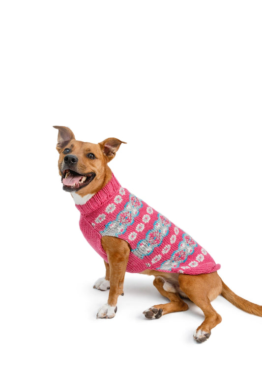Rose Alpaca Fairisle Hand knitted dog jumper Chilli Dog XL