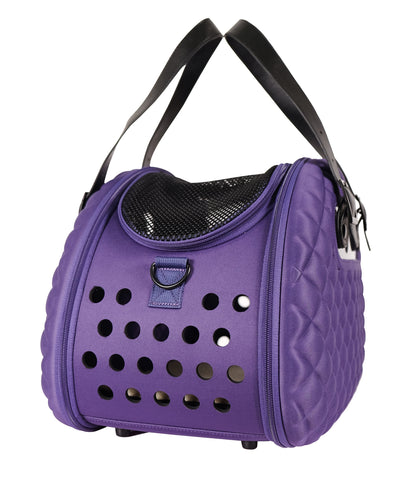Ibiyaya Collapsible Pet Carrier with Shoulder Strap - Diamond Deluxe Purple Pet Carrier Ibiyaya