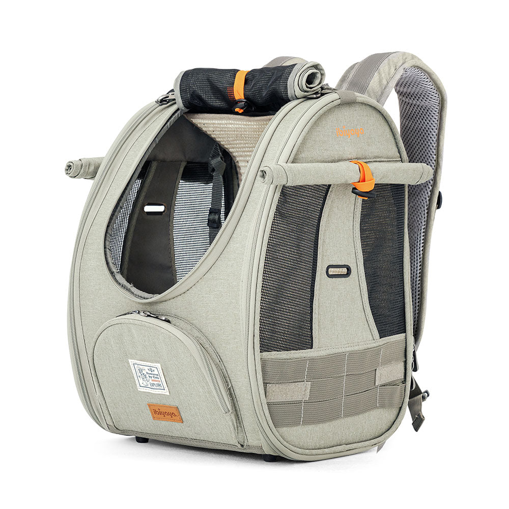 Ibiyaya Adventure Cat & Small Dog Carrier Backpack - Grey-Green