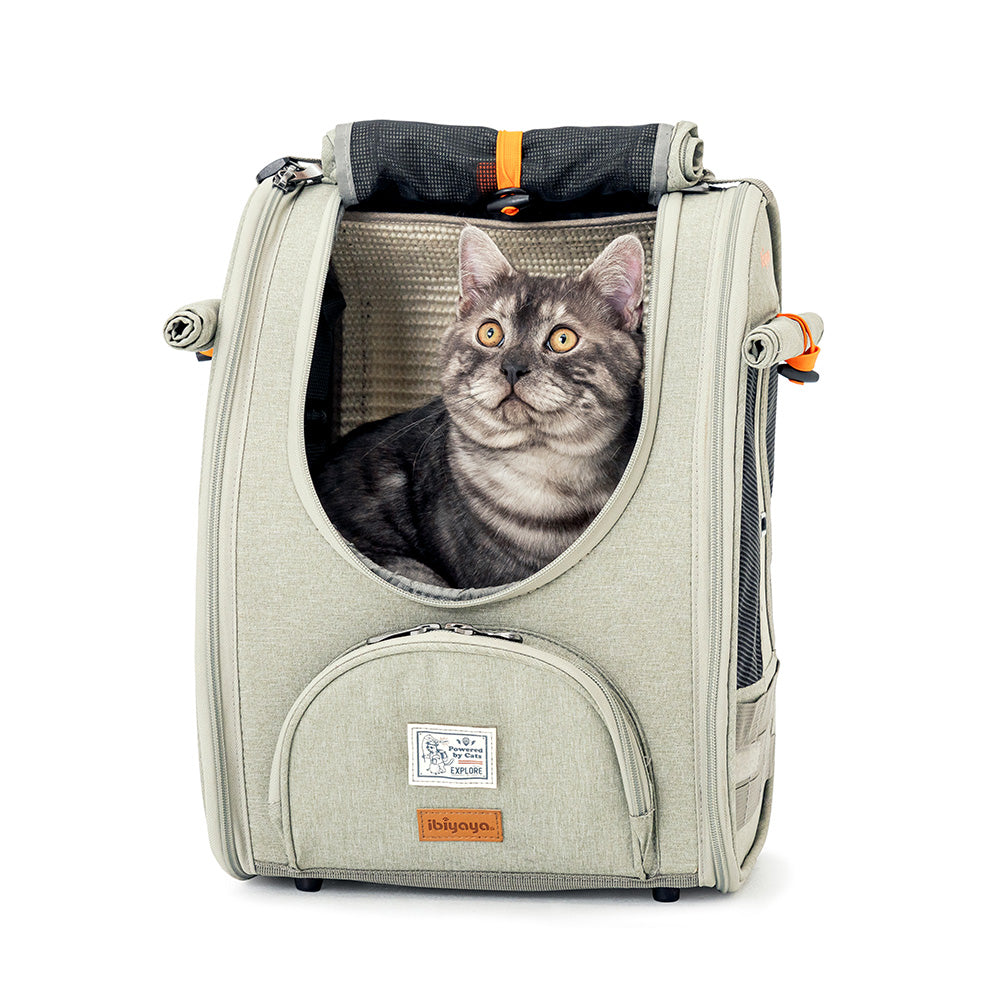 Ibiyaya Adventure Cat & Small Dog Carrier Backpack - Grey-Green