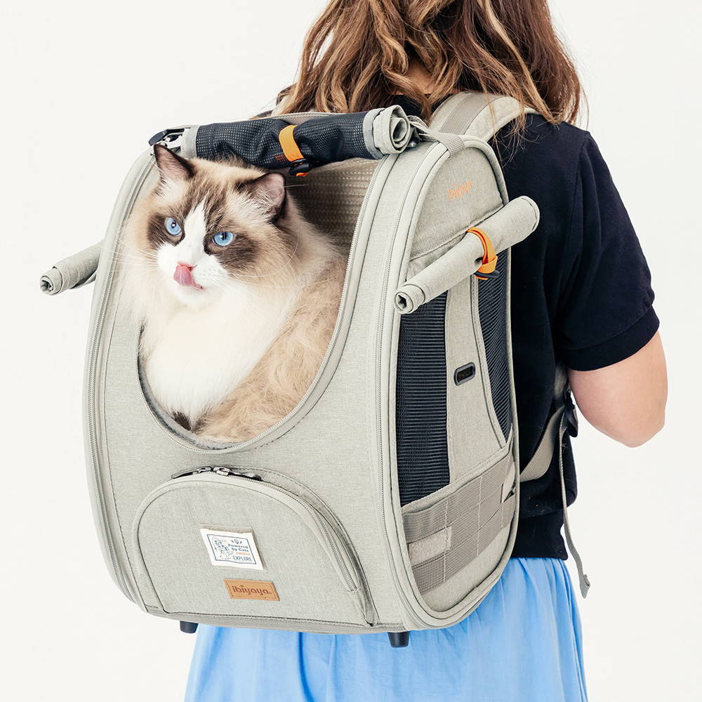 Ibiyaya Adventure Cat & Small Dog Carrier Backpack - Grey-Green