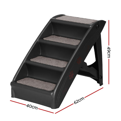 i.Pet Dog Ramp Steps For Bed Sofa Car Pet Stairs Ladder Portable Foldable Black Pet Care > Dog Supplies > Dog Steps & Ramps ipet