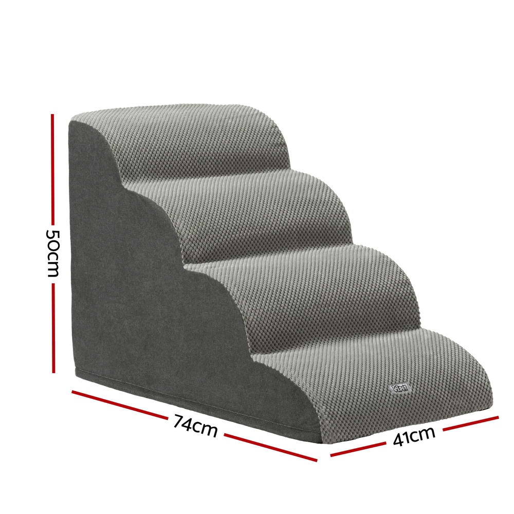 i.Pet Dog Ramp Steps Foam 4 Tier Pet Stairs For Bed Sofa Car Portable Indoor Pet Care > Dog Supplies > Dog Steps & Ramps Ipet