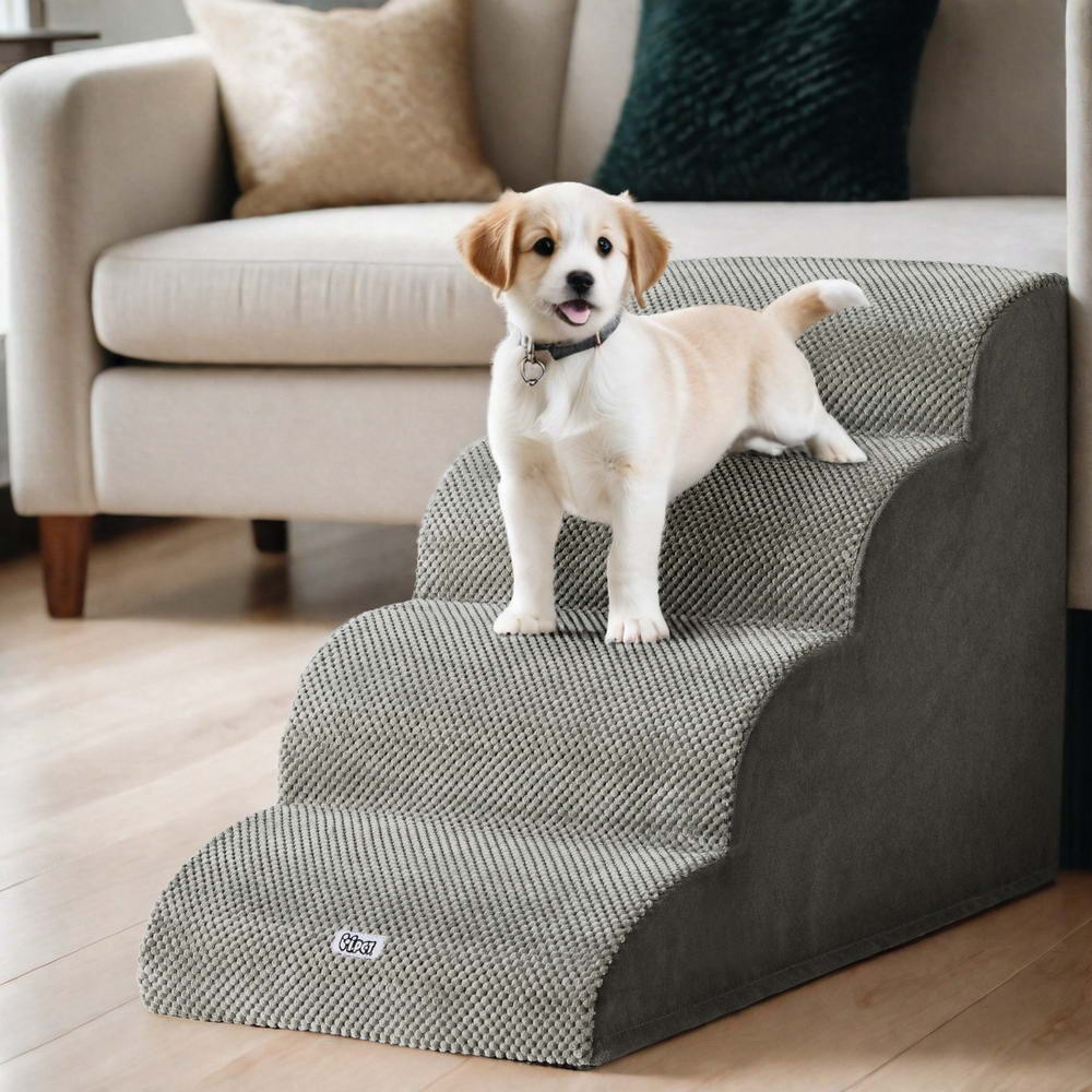 i.Pet Dog Ramp Steps Foam 4 Tier Pet Stairs For Bed Sofa Car Portable Indoor Pet Care > Dog Supplies > Dog Steps & Ramps Ipet